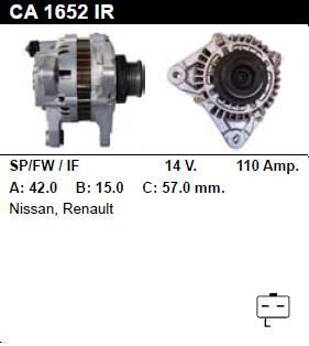 Генератор - RENAULT - CLIO - 1.5 DIESEL - CA1652