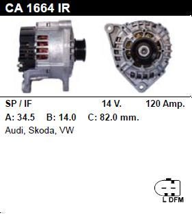 Генератор - VOLKSWAGEN - PASSAT - 1.8 - CA1664