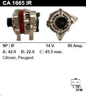Генератор - PEUGEOT - 307 - 1.4 16V - CA1665