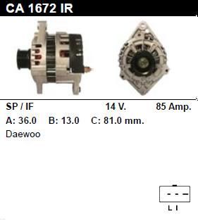 Генератор - DAEWOO - NUBIRA - 1.6 16V - CA1672