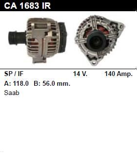 Генератор - SAAB - 40307 - 2.3 16V BIOPOWER - CA1683