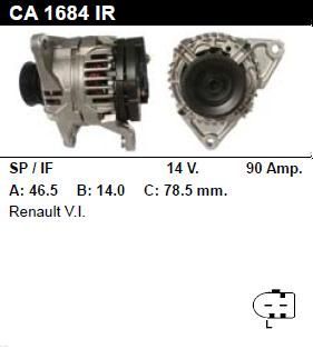 Генератор - RENAULT - Trucks (Грузовые) - 150.65 2.8 - CA1684
