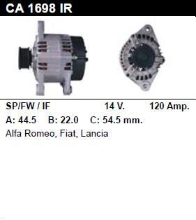 Генератор - ALFA ROMEO - ALFA 156 - 1.9 JTD 16V Q4 - CA1698