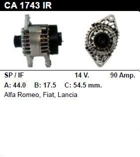 Генератор - ALFA ROMEO - ALFA 156 - 1.6 TWIN SPARK 16V - CA1743