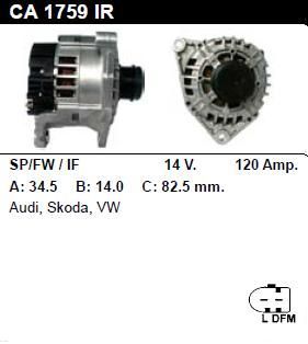 Генератор - VOLKSWAGEN - PASSAT - 2.0 4 MOTION - CA1759