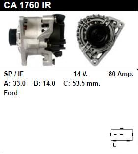 Генератор - FORD - FIESTA - 1.8 DIESEL - CA1760