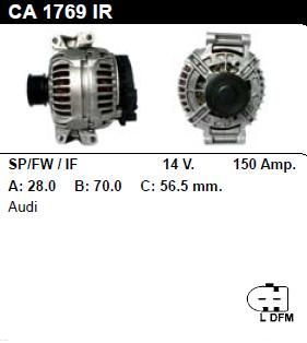 Генератор - AUDI - A4 - 1.8 TURBO QUATTRO - CA1769