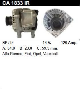 Генератор - ALFA ROMEO - ALFA 159 - 1.8 MPI - CA1833