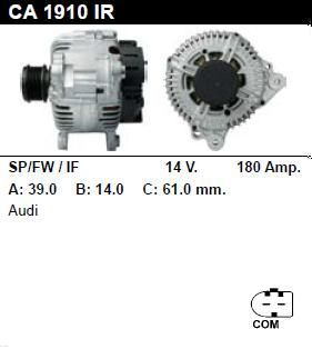 Генератор - AUDI - A6 - 2.0 TDI - CA1910
