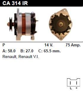 Генератор - RENAULT - Trucks (Грузовые) - B 80.45 2.5 - CA314