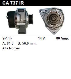 Генератор - ALFA ROMEO - ALFA 155 - 2.0 TWIN SPARK - CA737