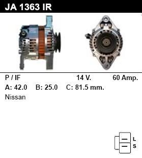Генератор - NISSAN - KING CAB - 2.4 I 12V 4WD - JA1363