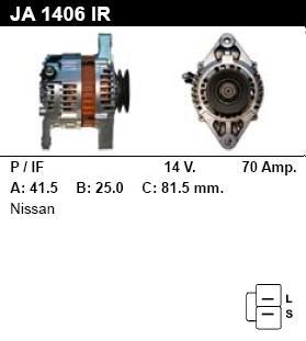 Генератор - NISSAN - KING CAB - 2.4 I 12V 4WD - JA1406