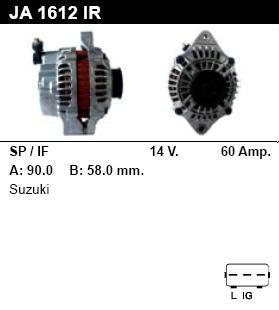 Генератор - SUZUKI - JIMNY - 1.3 16V 4WD - JA1612