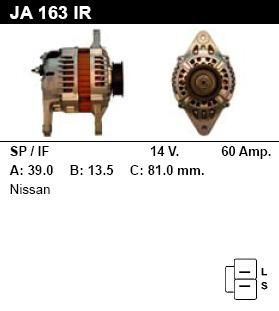 Генератор - NISSAN - SUNNY - 1.6 I 4WD - JA163