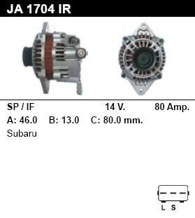Генератор - SUBARU - IMPREZA - 2.0 I TURBO 4WD - JA1704