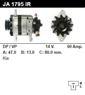 Генератор - KIA - SPORTAGE - 2.0 TD 4WD - JA1795