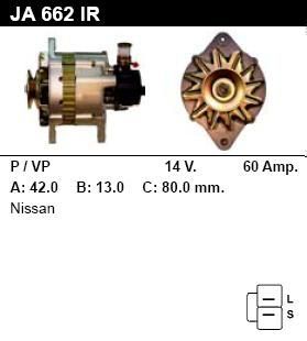 Генератор - NISSAN - PICK UP - 2.5 DIESEL 4WD - JA662