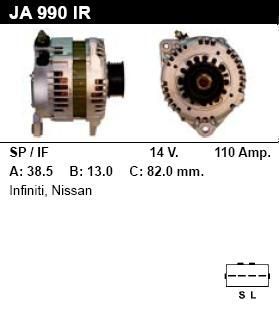 Генератор - NISSAN - MURANO - 3.5 4WD - JA990